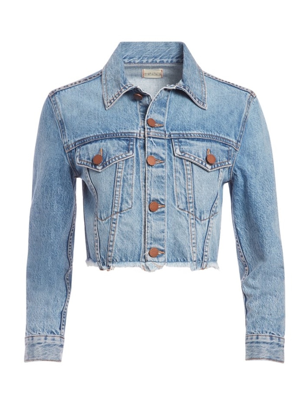 ALICE AND OLIVIA KENDALL CROPPED BOXY DENIM JACKET